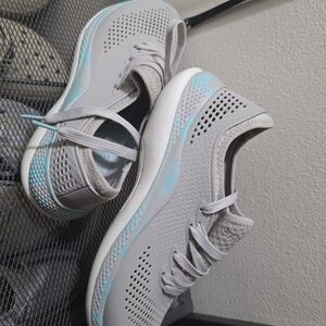 CROCS Gray and Light Blue Athletic Shoes